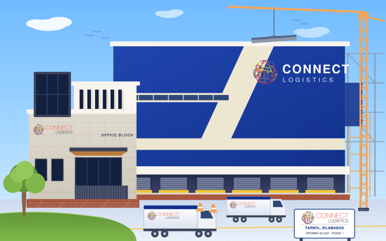 Illustration of the planned Connect Logistics warehouse and cold storage facility at Tarnol, Islamabad